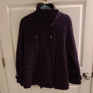 Steve Madden Purple and Black Checkered Coat Jacket Medium
